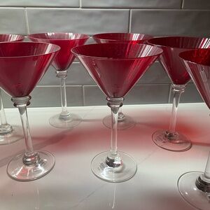 NEW! Set Of 6 Luster Red Martini Glasses 7.5” - Pier 1 - Vintage - Bundle & Save